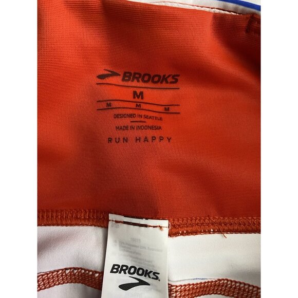 Brooks Method 8" Short Tight Size Medium Stripe Run USA 4 Way Stretch 3 Pockets - Picture 3 of 10